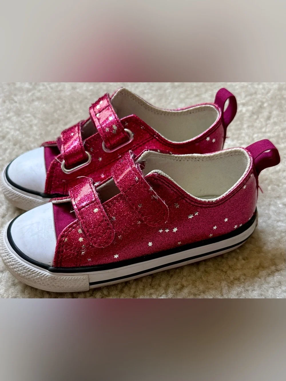 Girls Pink Glitter Converse Toddler Size 9